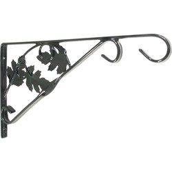 Muurhaak / plantenhaak met bladermotief voor hanging basket van verzinkt staal groen antraciet 35 cm - Plantenbakhaken