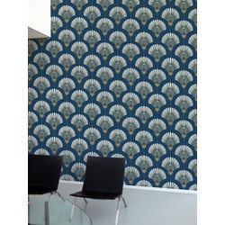 Lelie Bloem Patroonbehang Blauw - 300x250cm - Zelfklevend - House of Fetch