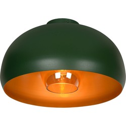Groene met donkergoud retro halfronde plafondlamp 38 cm Ø E27