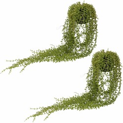 3x Groene Senecio erwtenplant kunstplanten 70 cm met hangpot - Kunstplanten