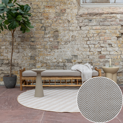 Rond Jute buitenkleed Naturel ZigZag Beige - Polypropyleen