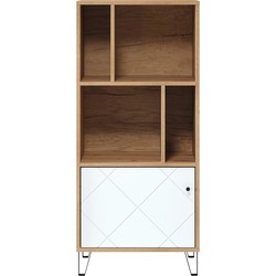 Bibliotheek 1 deur en 4 nissen mat wit H136 cm - Touch