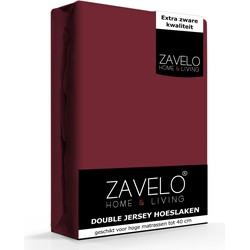 Zavelo Double Jersey Hoeslaken Bordeaux-Lits-jumeaux (180x200 cm)