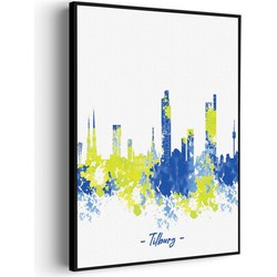 Muurwerken Akoestisch Schilderij - Skyline Tilburg Watercolor Paint - Geluidsdempend Wandpaneel - Wanddecoratie - Geluidsisolatie - PRO (AW 0.90) M (60X85)