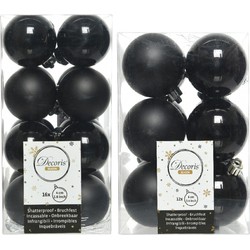 Kerstversiering kunststof kerstballen zwart 4-6 cm pakket van 40x stuks - Kerstbal