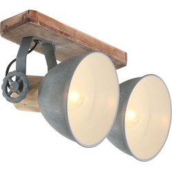 Stoere 2-lichts plafondlamp Mexlite Gearwood Grijs