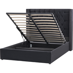 Beliani LUBBON - Tweepersoonsbed-Zwart-Fluweel