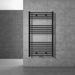 Badkamerradiator Sahara 750x1200 mm zwart mat recht met middenaansluiting LuxeBath