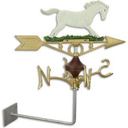 A CAST IRON WALL MOUNT HORSE WEATHER VANE