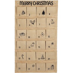 House of Seasons Adventskalender - L85 x B50 cm - Jute - Bruin