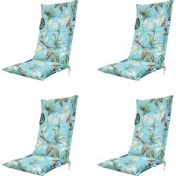 Madison -  Tuinstoelkussen Hoge Rug Grasse aqua - Ca. 123x50 cm - Set van 4