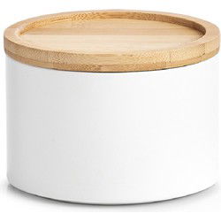 Zeller Voorraad blik wit metaal - 13 x 9 cm - 1,6L - snoeptrommel - Voorraadblikken
