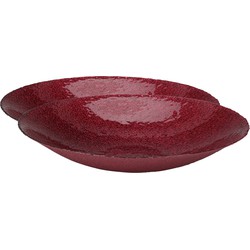 2x stuks glazen decoratie schalen/fruitschalen rood rond D40 x H7 cm - Fruitschalen