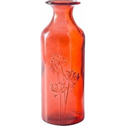 Rode fles vaas 7 x 19 cm glas - Vazen