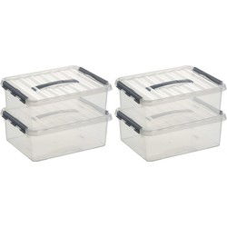 Sunware opbergbox - 4x - transparant - 12L - 40 x 30 x 14 cm - Opbergbox