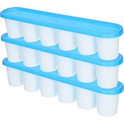 Set van 3x stuks grote ijsblokjes/ijsklontjes vormen met deksel blauw 30 cm - IJsblokjesvormen