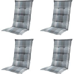 Madison -  Tuinstoelkussen Hoge Rug Sya grey - Ca. 123x50 cm - Set van 4