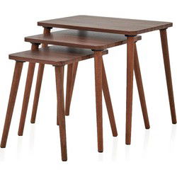 Set van 3 nestbare salontafels, walnoot decor L58 cm - TUVAL