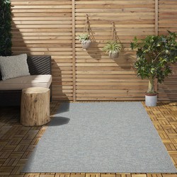 Cyrene Laagpolig Kader Turquoise / Grijs vloerkleed - Indoor En Outdoor