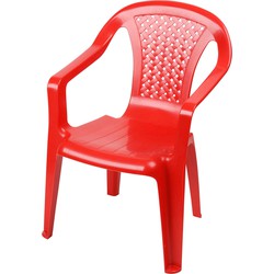 Sunnydays Kinderstoel - rood - kunststof - buiten/binnen - L37 x B35 x H52 cm - tuinstoelen - Kinderstoelen