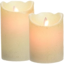Led kaarsen combi set 2x stuks parel wit 10 en 12 cm - LED kaarsen