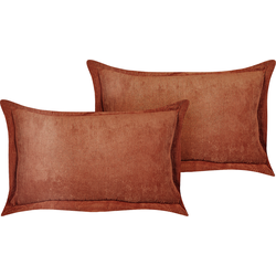 ZINNIA - Sierkussen set van 2 - Goudbruin - 47 x 27 cm - Corduroy