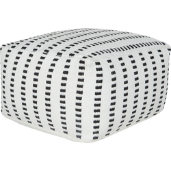 GAJAN - Buitenpoef - Zwart/Wit - 50 x 50 x 30 cm - Synthetisch