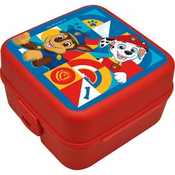 Paw Patrol broodtrommel/lunchbox voor kinderen - rood - kunststof - 14 x 8 cm - Lunchboxen