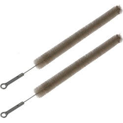 2x Radiatorborstel / verwarmingsborstel grijs 72 cm - plumeaus