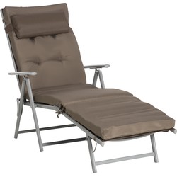 4goodz Comfortabel Ligbed 5-standen - Ligstoel met Bruin kussen