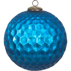 Clayre & Eef Kerstbal XL  Ø 25 cm Blauw Glas Kerstdecoratie