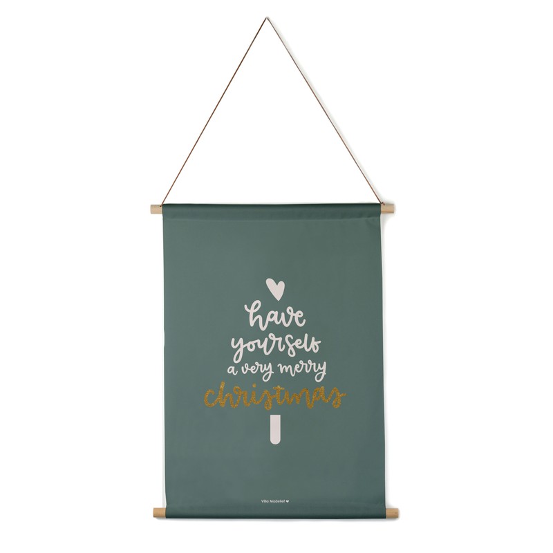 Interieurbanner Have yourself a very merry Christmas groen (45 x 60 centimeter) - 