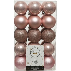 Decoris kerstballen - 30x st - lichtroze - D6 cm - kunststof - Kerstbal