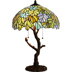 LumiLamp Tiffany Tafellamp  Ø 40x60 cm Groen Glas Tiffany Bureaulamp