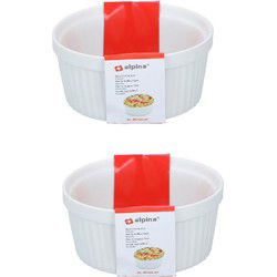 Alpina Ovenschaaltje - 4x - wit -- rond - d14 cm - 1-persoons - braadslede - Ovenschalen