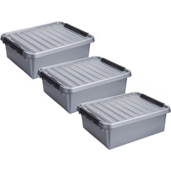 Sunware opbergbox - 3x - grijs - 25L - 50 x 40 x 18 cm - Opbergbox