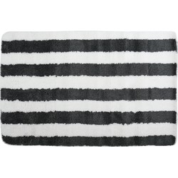 MSV Badkamerkleed/badmat - kleedje voor op de vloer - zwart/wit - 50 x 80 cm - Microvezel - Badmatjes