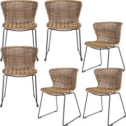 WOOOD Wings Tuinstoel - Polyester - Naturel - Set van 6