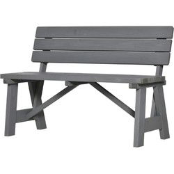 4goodz Stevige Tuinbank 2-zits Hout met Rugleuning 116x56 cm - Grijs