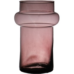 Hakbijl Glass Bloemenvaas Luna - transparant mauve - eco glas - D16 x H25 cm - cilinder vaas - Vazen