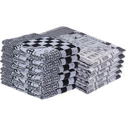 DoubleDry Theedoeken en Keukendoeken Set - 12 Stuks - 100% Katoen - Hoge Absorptie & Duurzaam - Herenhuis, Zwart