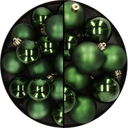28x stuks kunststof kerstballen donkergroen 4 en 6 cm - Kerstbal