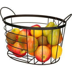 Industriele opberg draadmand - 1x - zwart - metaal - 35x23x23 cm - Fruitschalen