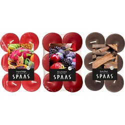 Candles by Spaas geurkaarsen - 36x stuks in 3 geuren - Maxi theelichtjes van 4.5 branduren - geurkaarsen