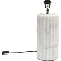 Riviera Maison Tafellamp wit marmer modern - Brielle ronde lampenvoet met ribbel voor woonkamer of slaapkamer