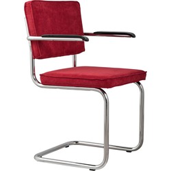 Zuiver Ridge Rib Eetkamerstoelen met armleuning Rood - Set van 2