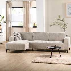 Hoekbank met chaise longue Janie taupe links