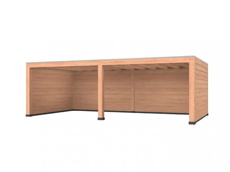 Douglas overkapping, 750 x 400 cm, met achterwand en twee zijwanden, Westwood Robuust - 