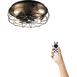 Plafondventilator Sam met verlichting – Ø48cm – 3 snelheden – Afstandsbediening – Zwart