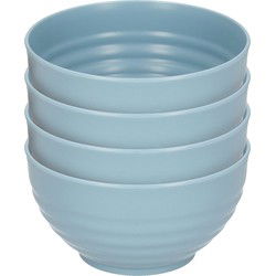 Plasticforte Kommetjes/schaaltjes - 4x - Dessert/ontbijt - Kunststof - D13 x 7 cm - ijsblauw - Kommetjes